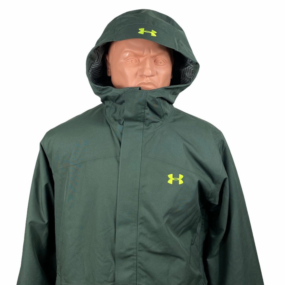 UA Winter Jacket for Men Insulated Green Under Armour Coat Hooded 1280813 310 - Picture 5 of 16